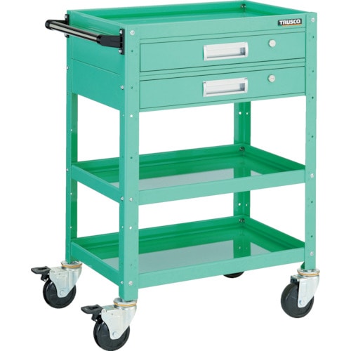 トラスコ中山 TRUSCO ツールワゴン バーディワゴン 600X400 引出2段付 ヤンググリーン(ご注文単位1台)【直送品】