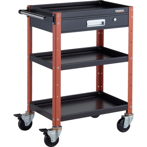トラスコ中山 TRUSCO ツールワゴン バーディワゴン 600X400 引出付 ブラック/オレンジ(ご注文単位1台)【直送品】