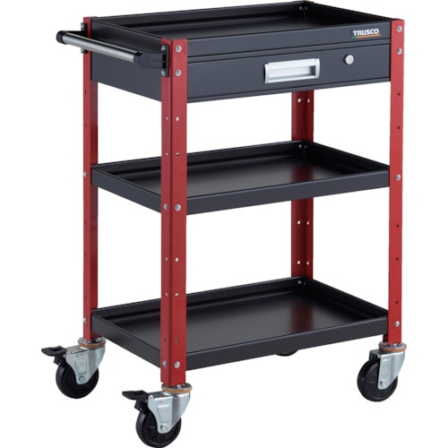 トラスコ中山 TRUSCO ツールワゴン バーディワゴン 600X400 引出付 ブラック/レッド(ご注文単位1台)【直送品】