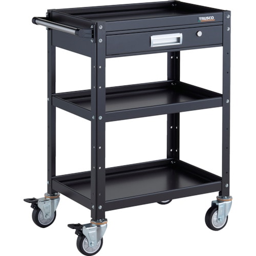 トラスコ中山 TRUSCO ツールワゴン バーディワゴン 600X400 引出付 ウレタン車輪 ブラック(ご注文単位1台)【直送品】