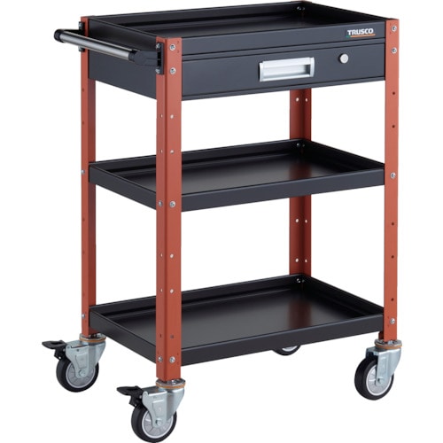 トラスコ中山 TRUSCO ツールワゴン バーディワゴン 600X400 引出付 ウレタン車輪 ブラック/オレンジ(ご注文単位1台)【直送品】