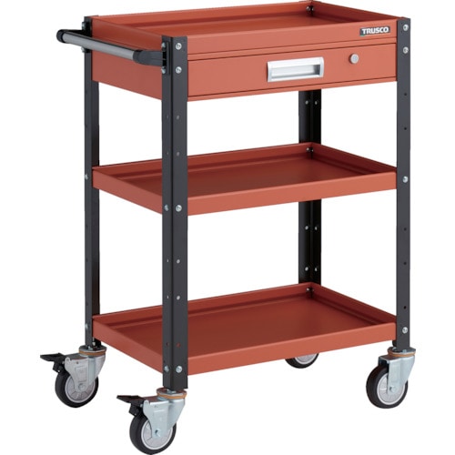 トラスコ中山 TRUSCO ツールワゴン バーディワゴン 600X400 引出付 ウレタン車輪 オレンジ/ブラック(ご注文単位1台)【直送品】