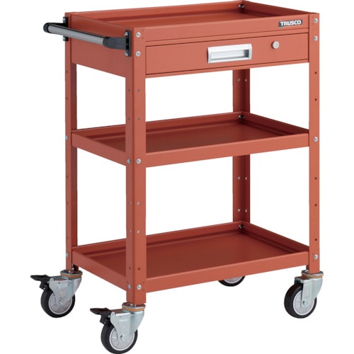 トラスコ中山 TRUSCO ツールワゴン バーディワゴン 600X400 引出付 ウレタン車輪 オレンジ(ご注文単位1台)【直送品】