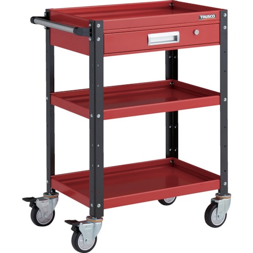 トラスコ中山 TRUSCO ツールワゴン バーディワゴン 600X400 引出付 ウレタン車輪 レッド/ブラック(ご注文単位1台)【直送品】