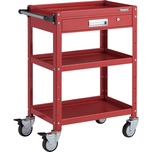 トラスコ中山 TRUSCO ツールワゴン バーディワゴン 600X400 引出付 ウレタン車輪 レッド(ご注文単位1台)【直送品】
