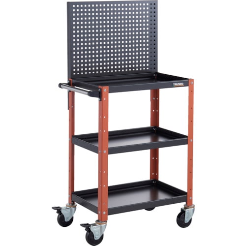 トラスコ中山 TRUSCO ツールワゴン バーディワゴン 上部パンチングパネル付 600X400X1330 ブラック/オレンジ(ご注文単位1台)【直送品】