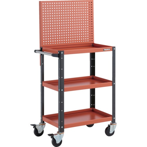 トラスコ中山 TRUSCO ツールワゴン バーディワゴン 上部パンチングパネル付 600X400X1330 オレンジ/ブラック(ご注文単位1台)【直送品】