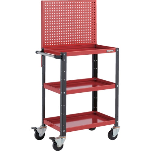 トラスコ中山 TRUSCO ツールワゴン バーディワゴン 上部パンチングパネル付 600X400X1330 レッド/ブラック(ご注文単位1台)【直送品】