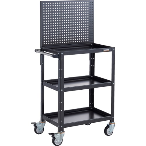トラスコ中山 TRUSCO ツールワゴン バーディワゴン 上部パンチングパネル付 600X400X1330 ブラック 326-8666(ご注文単位1台)【直送品】