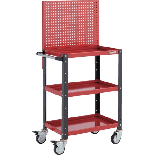 トラスコ中山 TRUSCO ツールワゴン バーディワゴン 上部パンチングパネル付 600X400X1330 ウレタン車輪 レッド/ブラック(ご注文単位1台)【直送品】