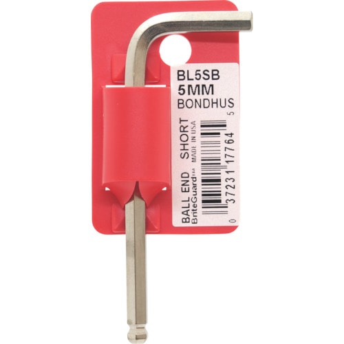 トラスコ中山 ボンダス 六角棒レンチ ボールポイント・L-レンチ ショート メッキ 対辺5mm 首下寸法27mm 全長78mm(ご注文単位1本)【直送品】