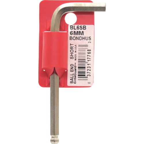 トラスコ中山 ボンダス 六角棒レンチ ボールポイント・L-レンチ ショート メッキ 対辺6mm 首下寸法31mm 全長89mm(ご注文単位1本)【直送品】