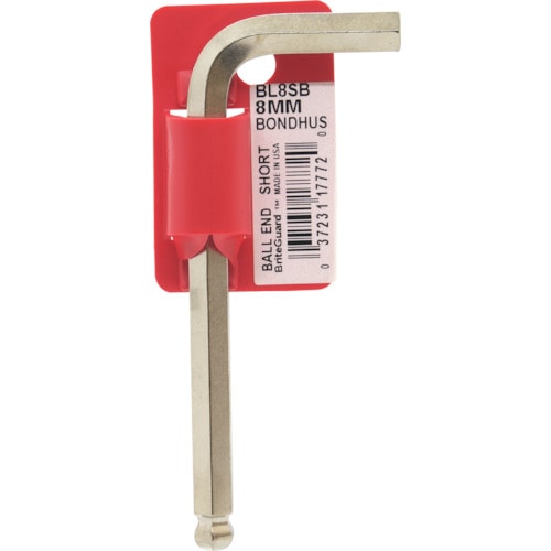 トラスコ中山 ボンダス 六角棒レンチ ボールポイント・L-レンチ ショート メッキ 対辺8mm 首下寸法35mm 全長100mm(ご注文単位1本)【直送品】