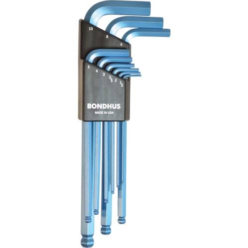トラスコ中山 ボンダス カラーガード・L-レンチ ソリッドブルー セット9本組(1.5-10mm)(ご注文単位1セット)【直送品】