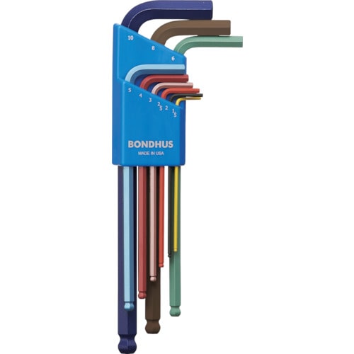 トラスコ中山 ボンダス カラーガード・L-レンチ ロング セット9本組(1.5-10mm)(ご注文単位1セット)【直送品】