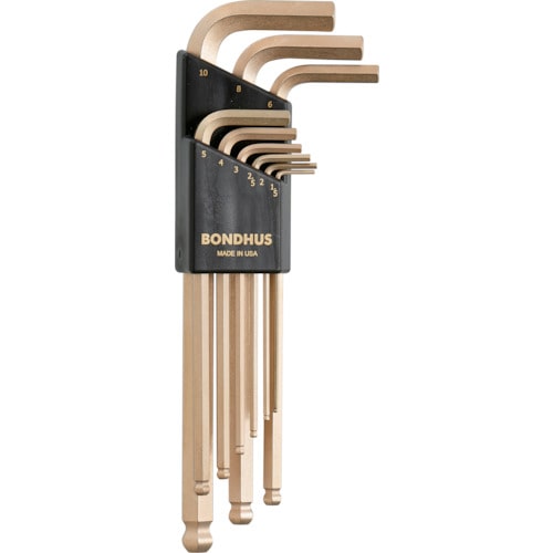 トラスコ中山 ボンダス ボールポイント・L-レンチ ゴールド セット9本組(1.5-10mm)(ご注文単位1セット)【直送品】