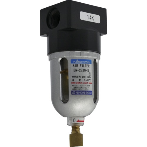 トラスコ中山 日本精器 エアフィルタ8Aコンパクトタイプ(ご注文単位1個)【直送品】