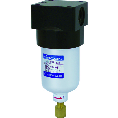 トラスコ中山 日本精器 エアフィルタ 8A コンパクトタイプ 1.4MPa仕様(ご注文単位1個)【直送品】