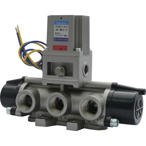 トラスコ中山 日本精器 4方向電磁弁15AAC200V7Mシリーズシングル(ご注文単位1台)【直送品】