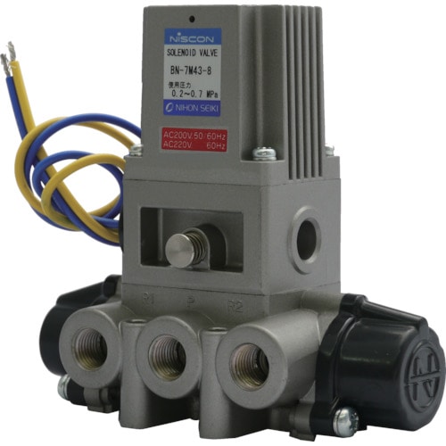 トラスコ中山 日本精器 4方向電磁弁8AAC200V7Mシリーズシングル(ご注文単位1台)【直送品】