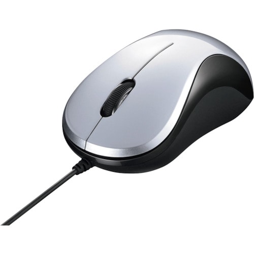 トラスコ中山 バッファロー 有線 BlueLED光学式マウス 静音/3ボタン シルバー(ご注文単位1個)【直送品】