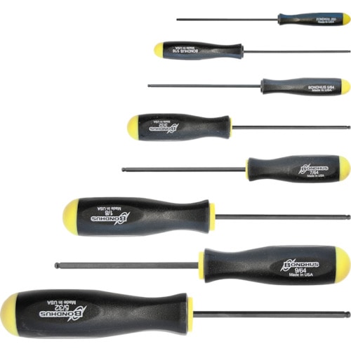 トラスコ中山 ボンダス ボールポイント・ドライバー インチ セット8本組(0.050-5/32)(ご注文単位1セット)【直送品】
