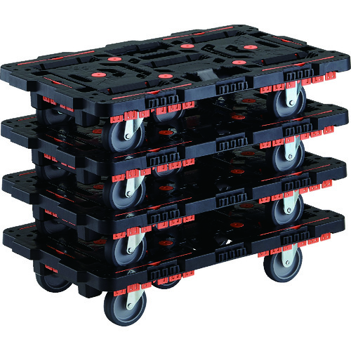 トラスコ中山 TRUSCO まとめ買い 連結式樹脂製平台車 ビートル 700X450 自在3輪 柵付 4台セット(ご注文単位1セット)【直送品】