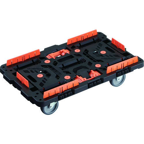トラスコ中山 TRUSCO 連結式樹脂製平台車 ビートル 700X450 自在3輪 柵 とめたろう付(ご注文単位1台)【直送品】