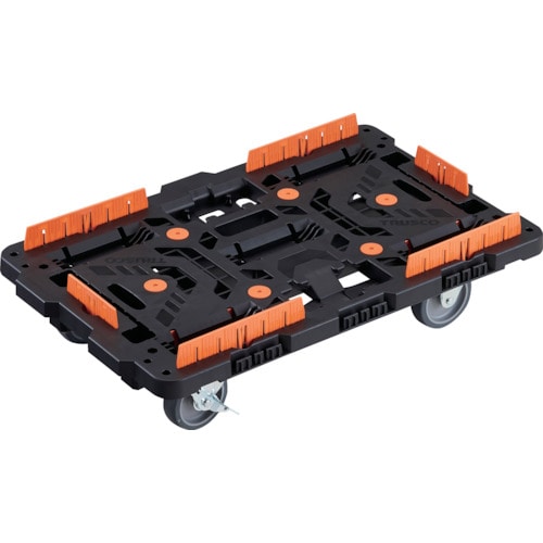 トラスコ中山 TRUSCO 連結式樹脂製平台車 ビートル 700X450 自在3輪 内2輪ストッパー付 柵付(ご注文単位1台)【直送品】