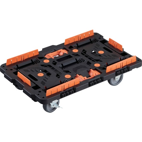 トラスコ中山 TRUSCO 連結式樹脂製平台車 ビートル 700X450 自在3輪 内2輪ストッパー付 柵 とめたろう付(ご注文単位1台)【直送品】