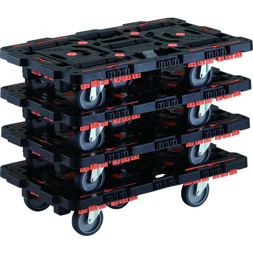 トラスコ中山 TRUSCO まとめ買い 連結式樹脂製平台車 ビートル 700X450 自在5輪 柵付 4台セット(ご注文単位1セット)【直送品】