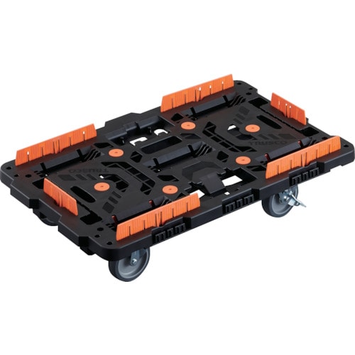 トラスコ中山 TRUSCO 連結式樹脂製平台車 ビートル 700X450 自在5輪 内2輪ストッパー付 柵付(ご注文単位1台)【直送品】
