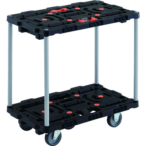 トラスコ中山 TRUSCO 連結式樹脂製2段台車 ビートル 700X450 自在3輪 とめたろう付 ハンドルなし(ご注文単位1台)【直送品】