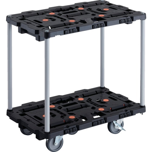 トラスコ中山 TRUSCO 連結式樹脂製2段台車 ビートル 700X450 自在5輪 内2輪ストッパー付 ハンドルなし(ご注文単位1台)【直送品】