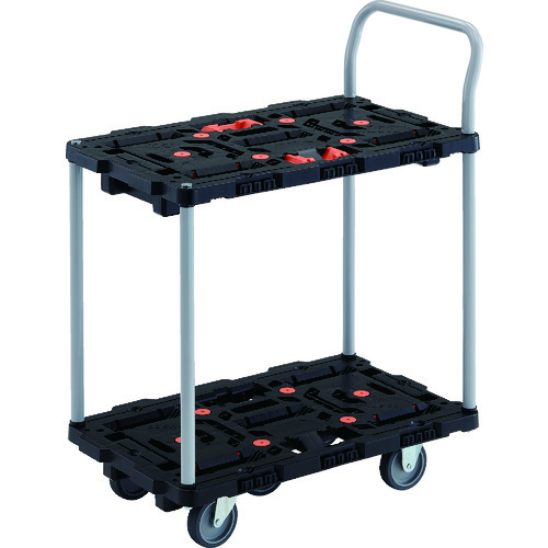 トラスコ中山 TRUSCO 連結式樹脂製2段台車 ビートル 700X450 自在3輪 ハンドル付(ご注文単位1台)【直送品】