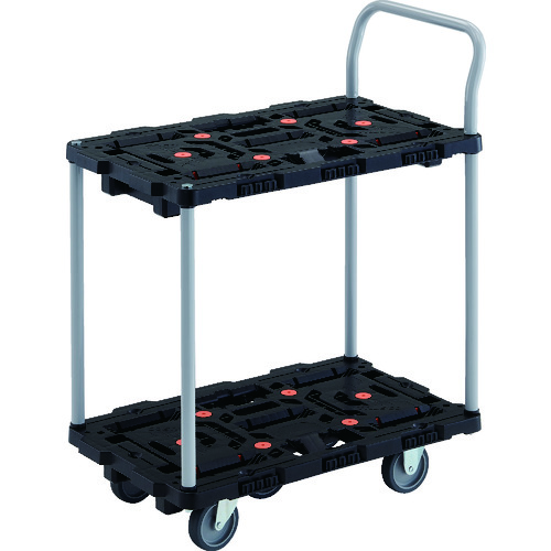 トラスコ中山 TRUSCO 連結式樹脂製2段台車 ビートル 700X450 自在3輪 とめたろう ハンドル付(ご注文単位1台)【直送品】