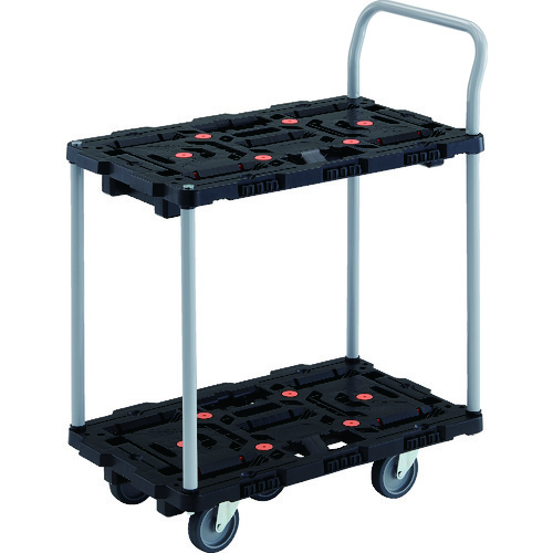 トラスコ中山 TRUSCO 連結式樹脂製2段台車 ビートル 700X450 自在5輪 ハンドル付(ご注文単位1台)【直送品】