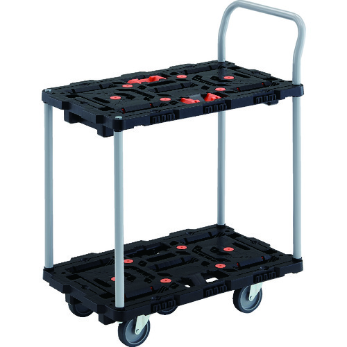 トラスコ中山 TRUSCO 連結式樹脂製2段台車 ビートル 700X450 自在5輪 とめたろう ハンドル付(ご注文単位1台)【直送品】