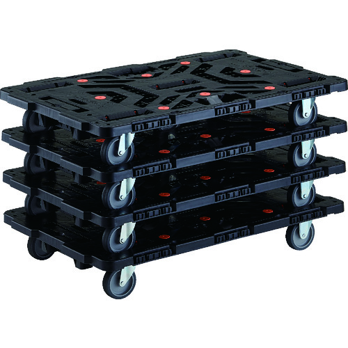 トラスコ中山 TRUSCO まとめ買い 連結式樹脂製平台車 ビートル 900X600 自在3輪 4台セット(ご注文単位1セット)【直送品】