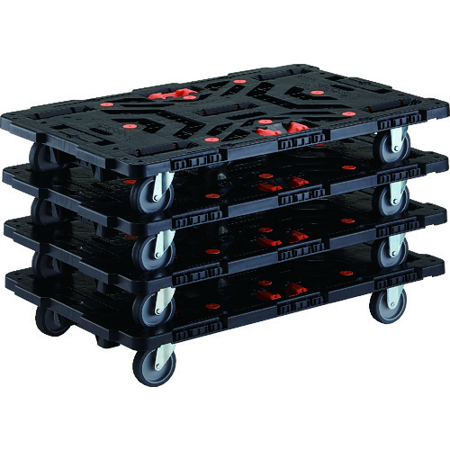 トラスコ中山 TRUSCO まとめ買い 連結式樹脂製平台車 ビートル 900X600 自在3輪 とめたろう付 4台セット(ご注文単位1セット)【直送品】