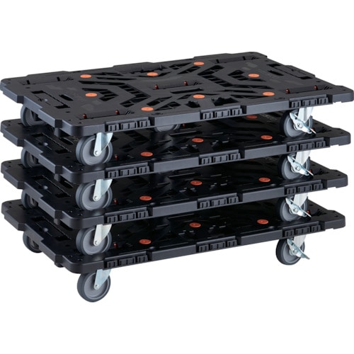 トラスコ中山 TRUSCO まとめ買い 連結式樹脂製平台車 ビートル 900X600 自在5輪 内2輪ストッパー付 柵付 4台セット(ご注文単位1セット)【直送品】