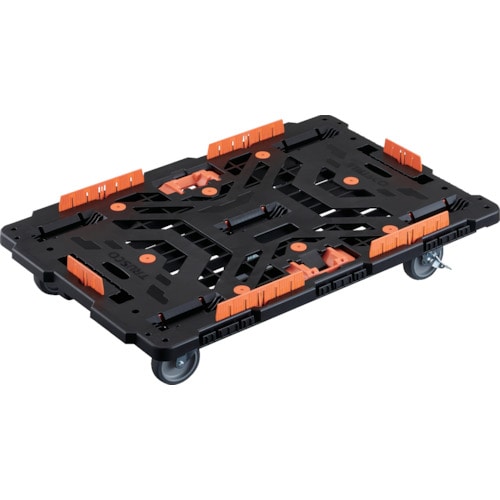 トラスコ中山 TRUSCO 連結式樹脂製平台車 ビートル 900X600 自在5輪 内2輪ストッパー付 柵 とめたろう付(ご注文単位1台)【直送品】