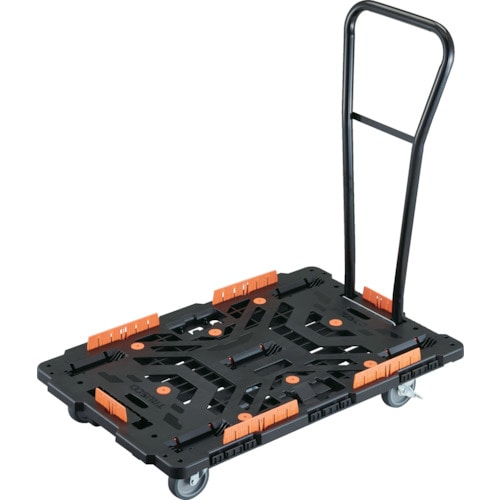 トラスコ中山 TRUSCO 連結式樹脂製平台車 ビートル 900X600 自在5輪 内2輪ストッパー付 脱着式ハンドル付 柵付(ご注文単位1台)【直送品】