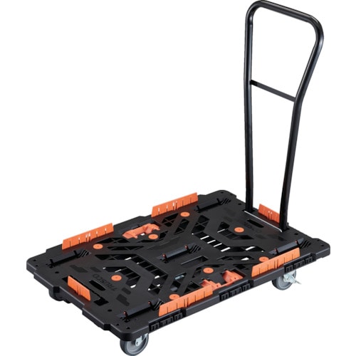 トラスコ中山 TRUSCO 連結式樹脂製平台車 ビートル 900X600 自在5輪 内2輪ストッパー付 脱着式ハンドル付 柵 とめたろう付(ご注文単位1台)【直送品】