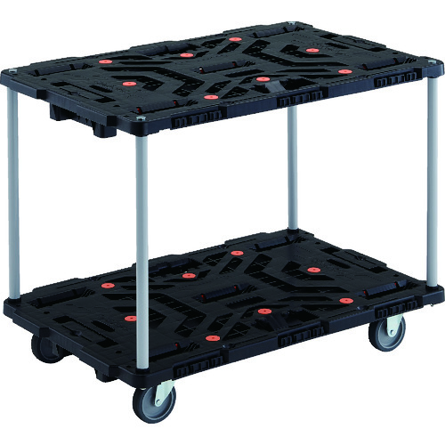 トラスコ中山 TRUSCO 連結式樹脂製2段台車 ビートル 900X600 自在3輪 ハンドルなし(ご注文単位1台)【直送品】