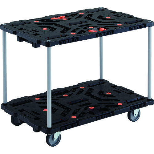 トラスコ中山 TRUSCO 連結式樹脂製2段台車 ビートル 900X600 自在3輪 とめたろう付 ハンドルなし(ご注文単位1台)【直送品】