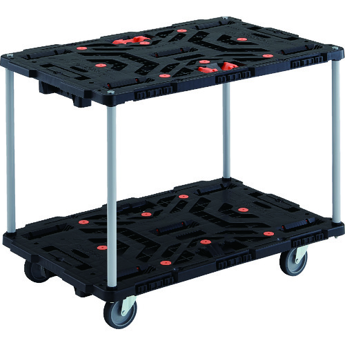 トラスコ中山 TRUSCO 連結式樹脂製2段台車 ビートル 900X600 自在5輪 とめたろう付 ハンドルなし(ご注文単位1台)【直送品】