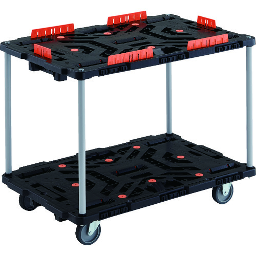 トラスコ中山 TRUSCO 連結式樹脂製2段台車 ビートル 900X600 自在3輪 柵付 ハンドルなし(ご注文単位1台)【直送品】