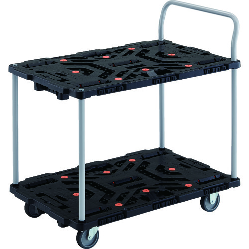 トラスコ中山 TRUSCO 連結式樹脂製2段台車 ビートル 900X600 自在3輪 ハンドル付(ご注文単位1台)【直送品】