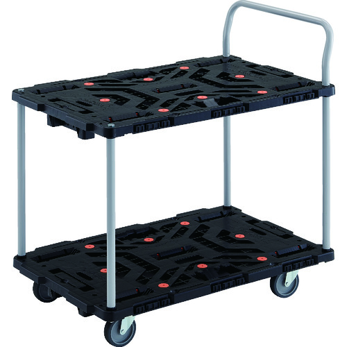 トラスコ中山 TRUSCO 連結式樹脂製2段台車 ビートル 900X600 自在5輪 ハンドル付(ご注文単位1台)【直送品】